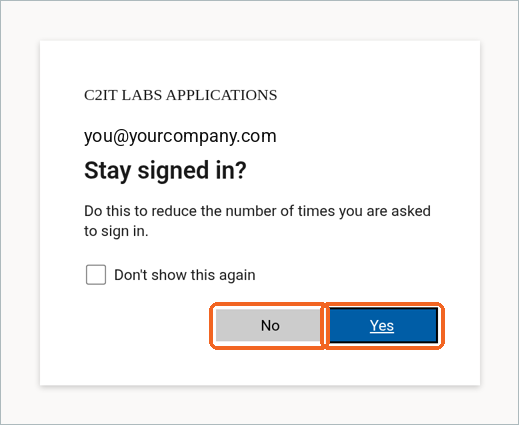 Stay signed in screen with No and Yes buttons
