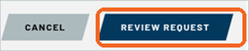 CANCEL and REVIEW REQUEST buttons with REVIEW REQUEST highlighted